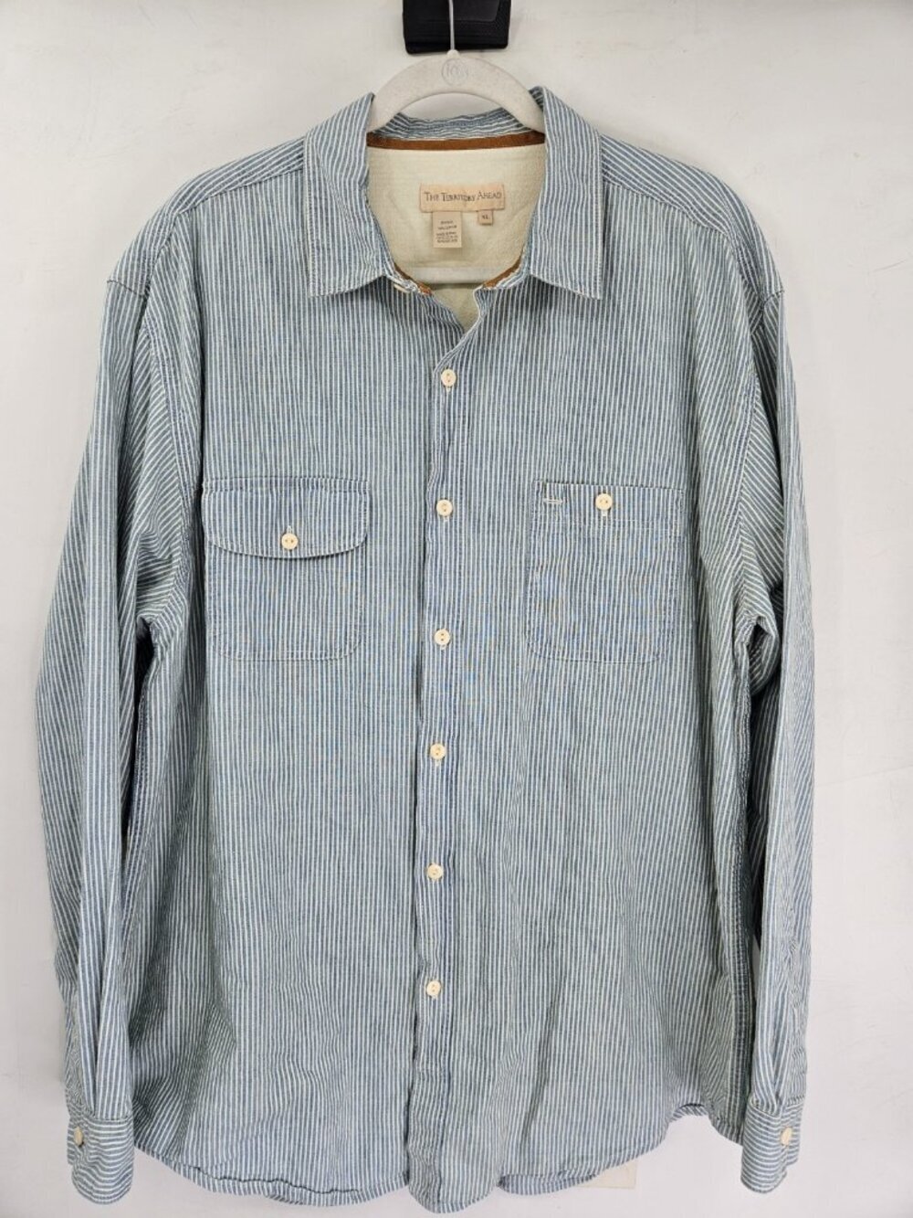 Vintage Territory Ahead Shirt Mens XL Striped Button Up Boho Coastal Casual